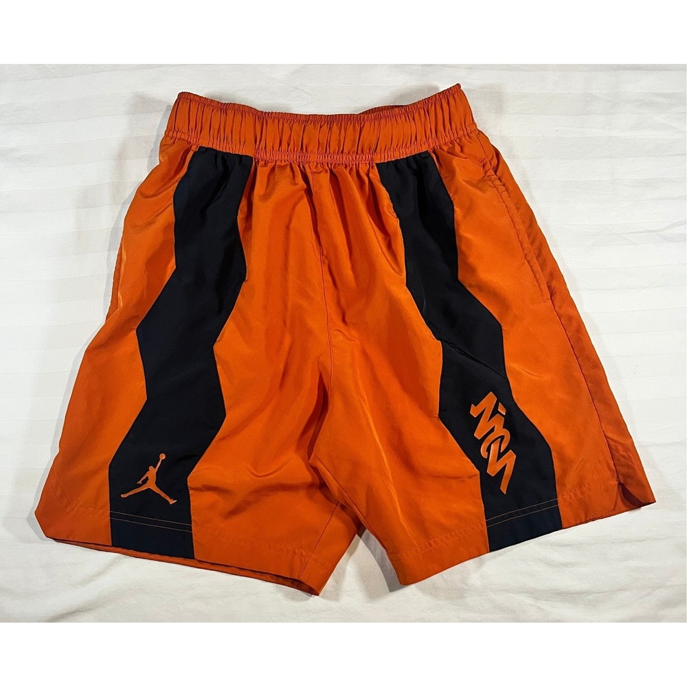 Jordan Mens Basketball Shorts Orange Black Zigzag Jumpman Athletic Small